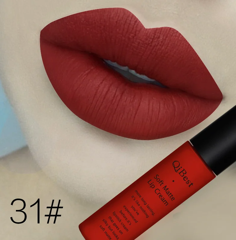 Бренд beauty Lips макияж водостойкий блеск для губ матовый блесек для губ помада косметический стойкий пигмент телесного цвета бархатная жидкая губная помада матовая партия - Цвет: 31