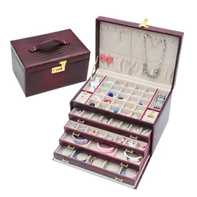 Бесплатная доставка супер большая роскошная кожаная шкатулка для ювелирных