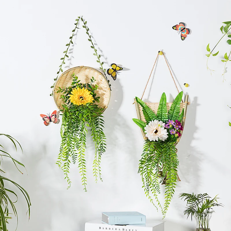 Artificial flower Wall decoration rural Bamboo Plant pendant mount Creative Home wall decorations room | Дом и сад
