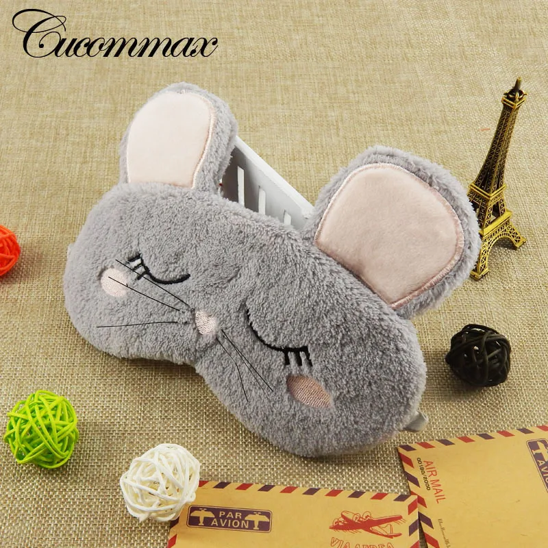 Cucommax маска для сна с мышкой плюшевая рисунком из мультфильма черная повязка на