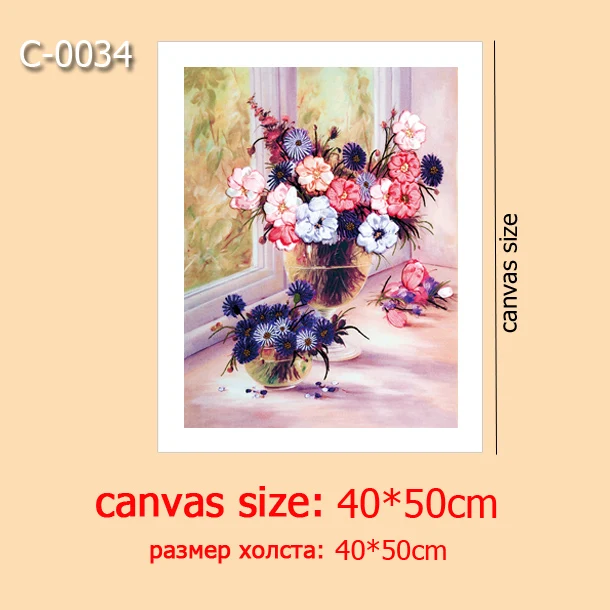 C-0034 Несколько стилей, DIY легкая лента вышивка для начинающих, Набор для вышивки крестом, холст картины для гостиной, шитье искусство, подарок - Цвет: C-0034