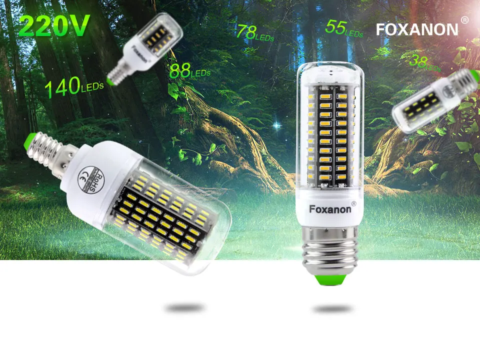 E27 светодиодный лампы 220V E14 светодиодный светильник SMD4020 38 55 78 88 140 светодиодный s кукурузы лампы, люстры для домашнего освещения Bombillas на холодную погоду; ампулы