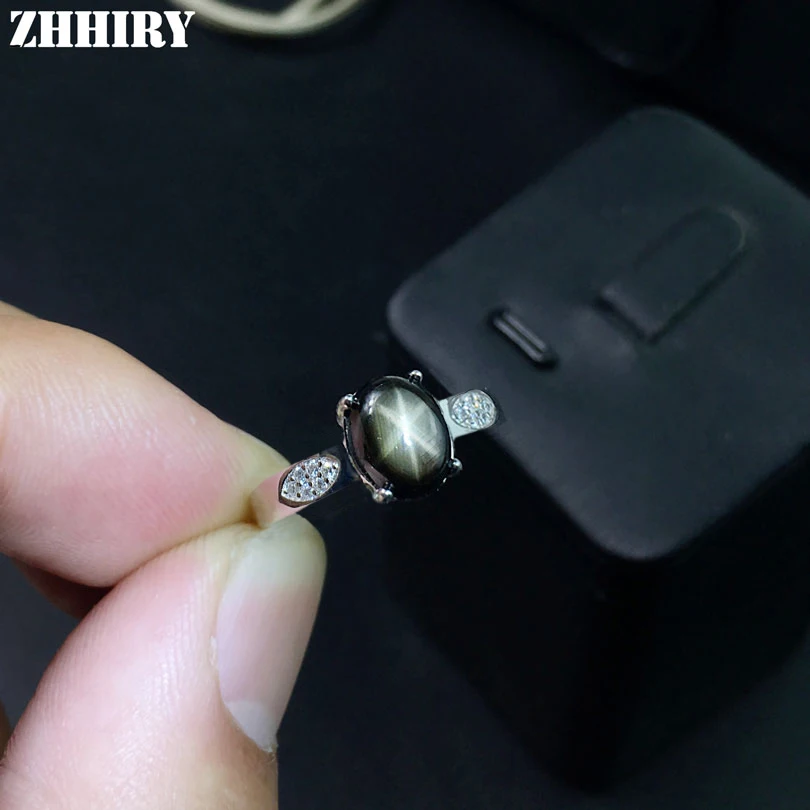 ZHHIRY, кольцо с натуральным сапфиром, Шесть звезд, драгоценный камень, натуральная 925 пробы, серебро, для женщин, хорошее ювелирное изделие, обручальные кольца, камень рождения