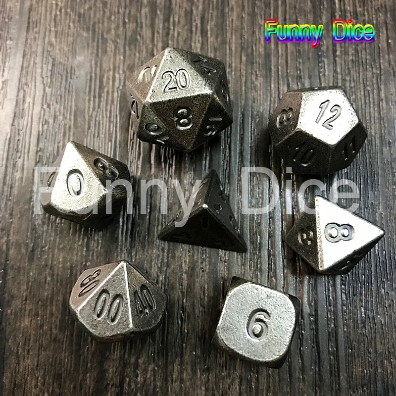 Новый металлический Набор из 7 игральных костей d4 d6 d8 d10 d % d12 d20 для настольной игры