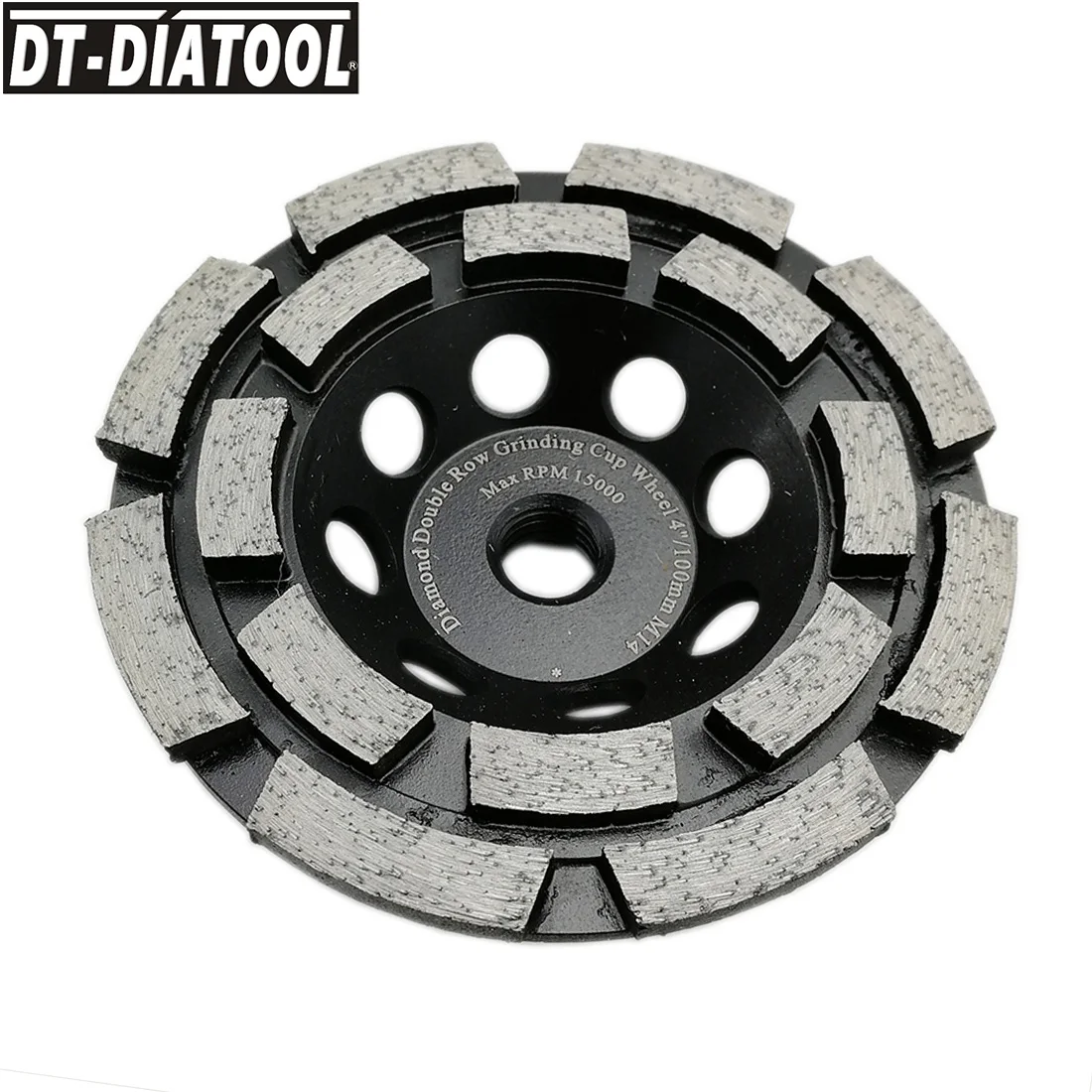 

DT-DIATOOL 1pc Dia100mm Diamond Double Row Cup Grinding Wheel 4inch for Concrete Brick Hard Stone Granite Marble with M14 thread