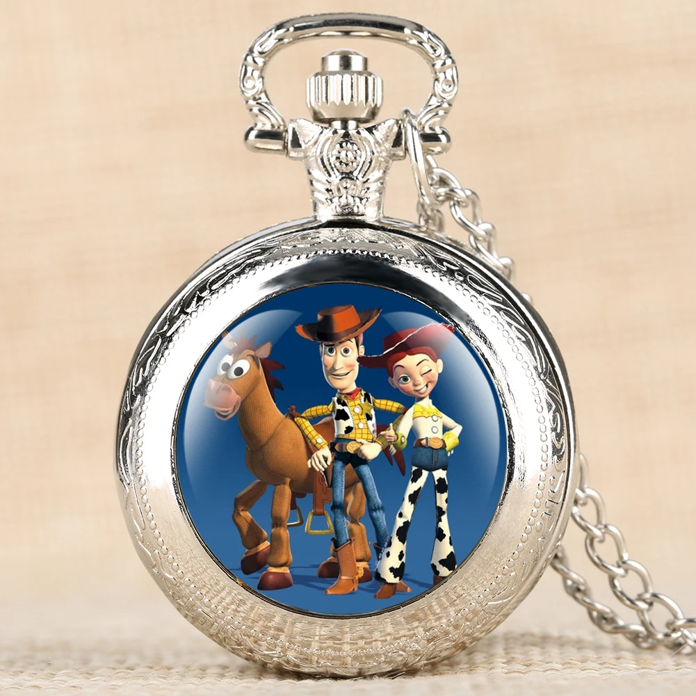 Фильм тематические карманные часы мультфильм шаблон Toystory кварцевые карманные часы кулон часы с цепочкой ожерелье Лучшие подарки для детей