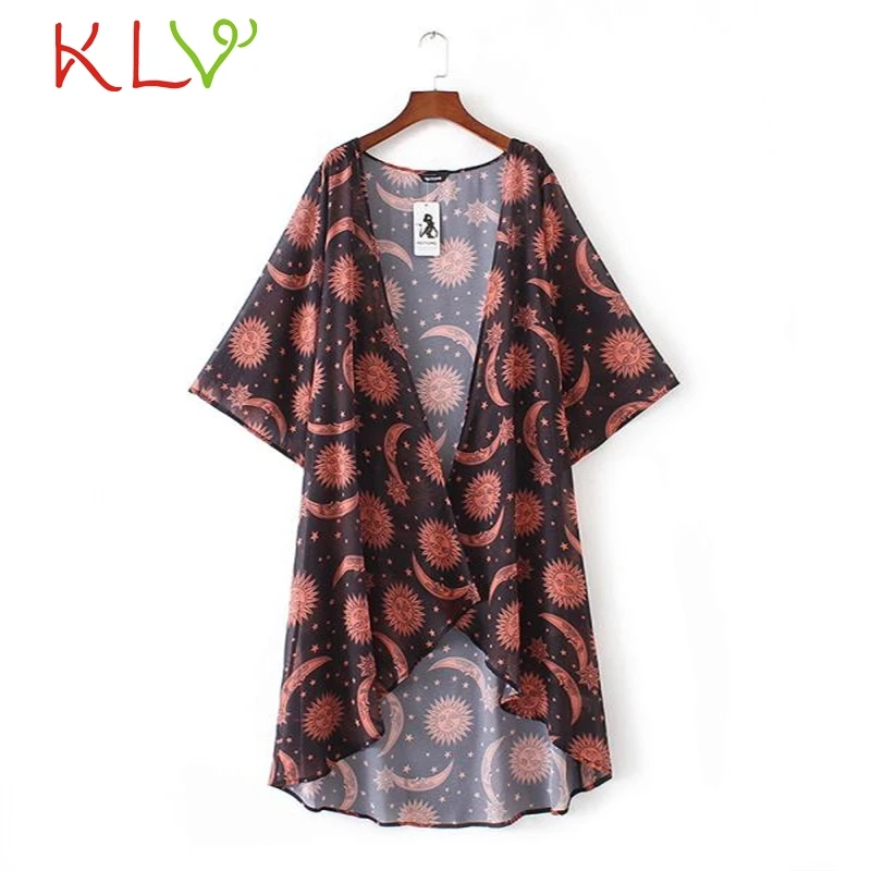 Brown kimono Кимоно Кардиган женский длинный шифоновое цветочное кимоно Mujer летние кимоно топы размера плюс пляжная блузка Harajuku Femininas 19A23 - Цвет: Brown kimono