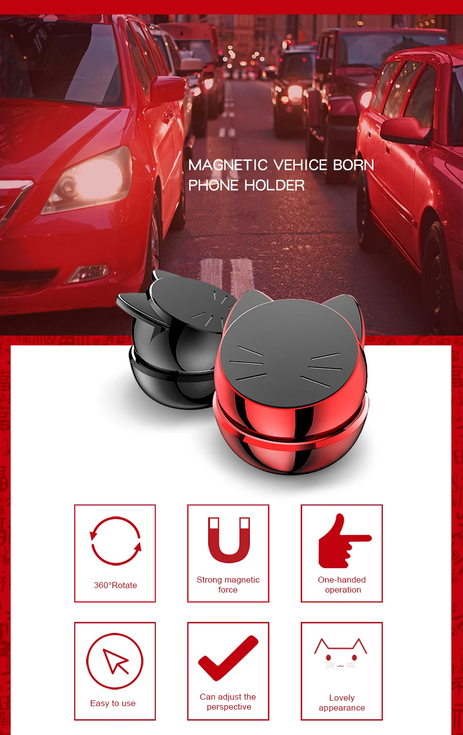 Автомобильный держатель для телефона с откидной крышкой Lucky Cat, магнитный держатель для мобильного телефона с gps на 360 градусов для IPhone, samsung MI, магнитный держатель, подставка