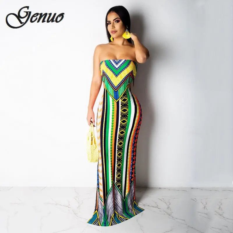 Женское платье в богемном стиле с поясом разноцветное пляжное полоску без