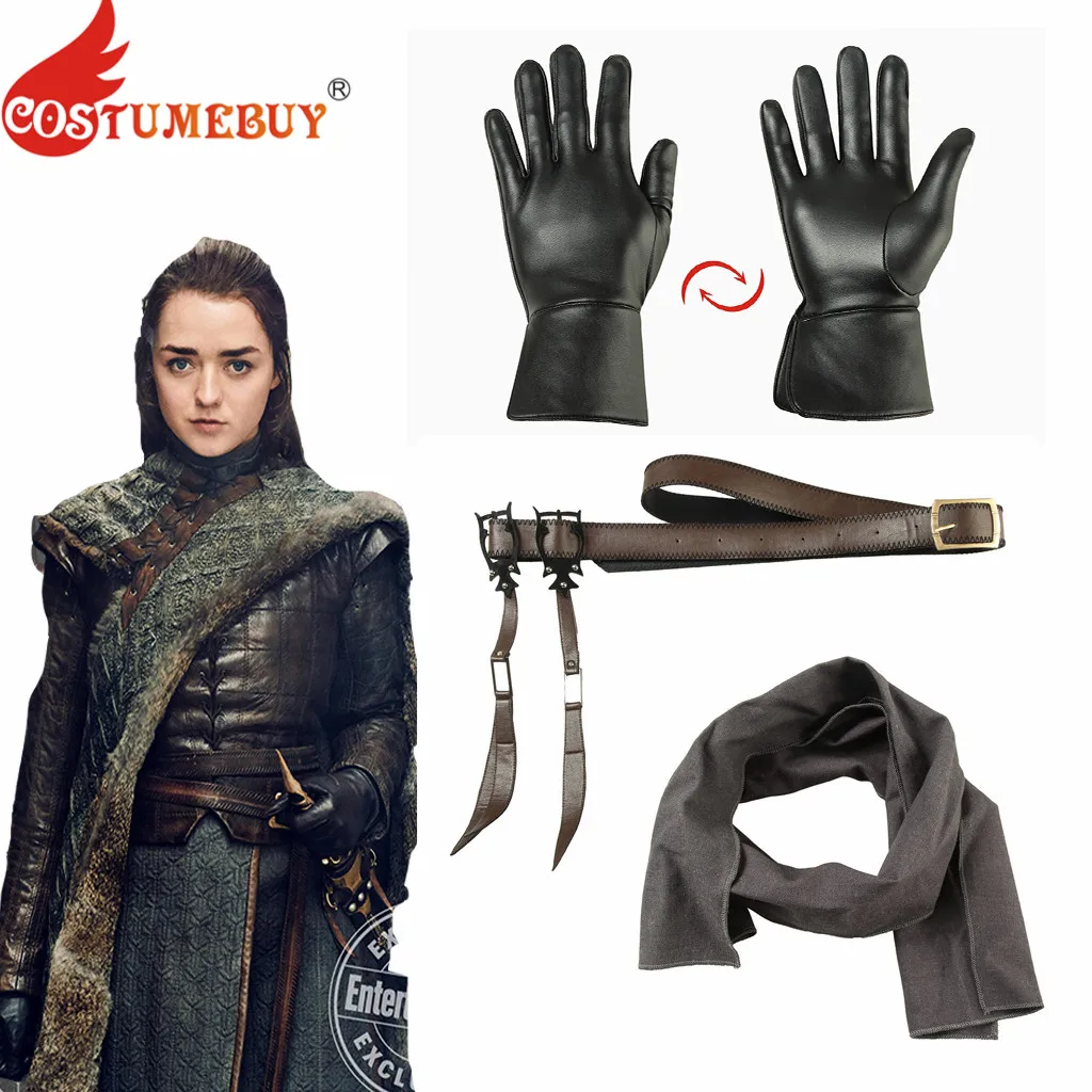 CostumeBuy Игра престолов 8 Арья Старк косплей перчатки ремень кобура Scarft аксессуары средневековый военный реквизит L920