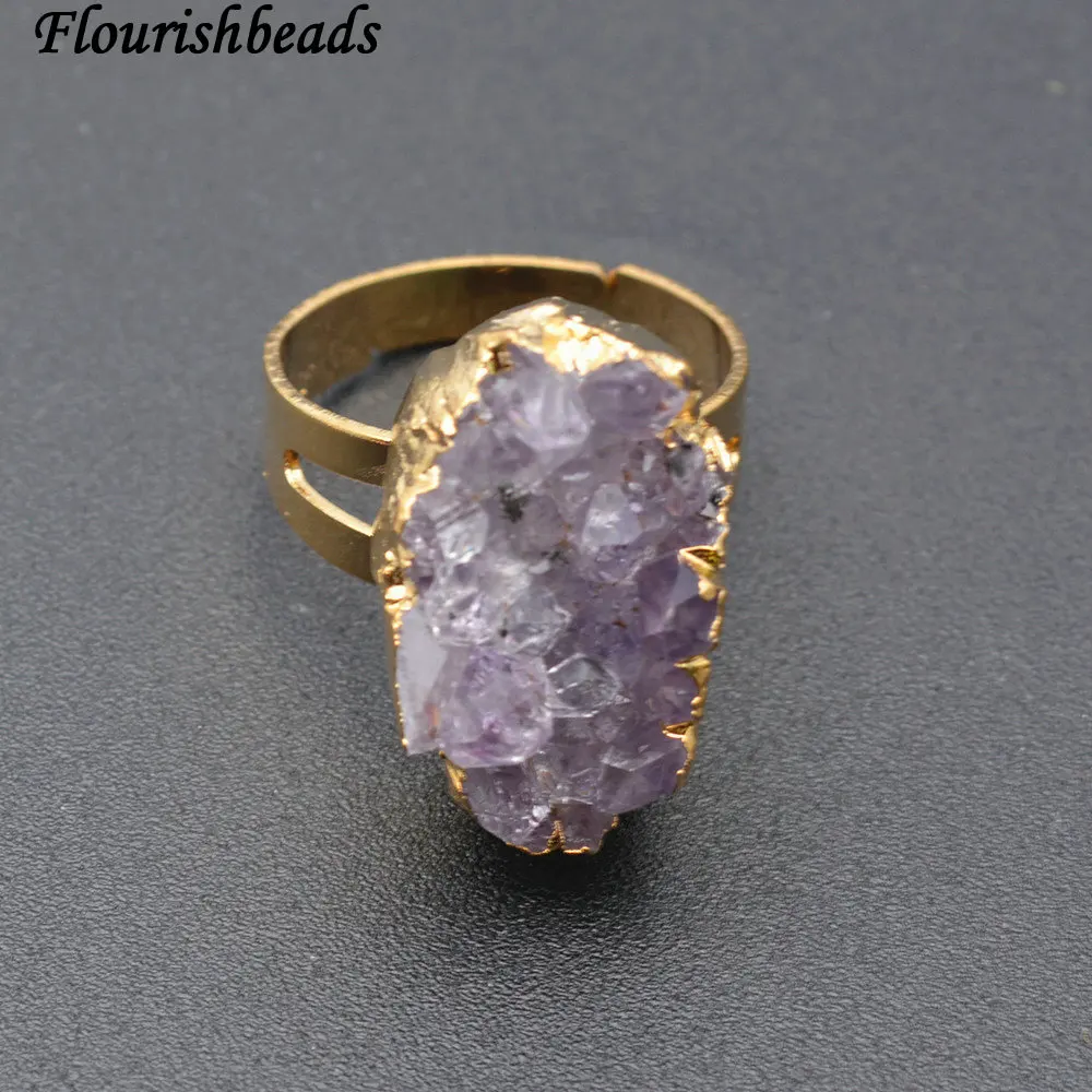 Кольца из натурального камня с аметистом регулируемый размер | Украшения и