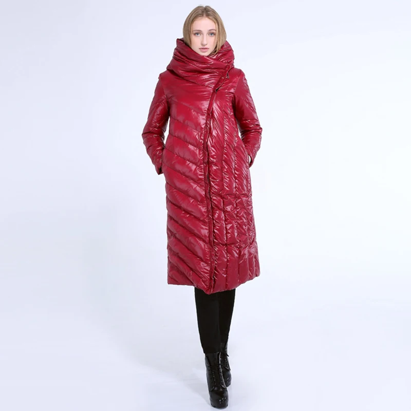 Зимнее женское пальто с перьями теплая верхняя одежда яркая длинная пуховая