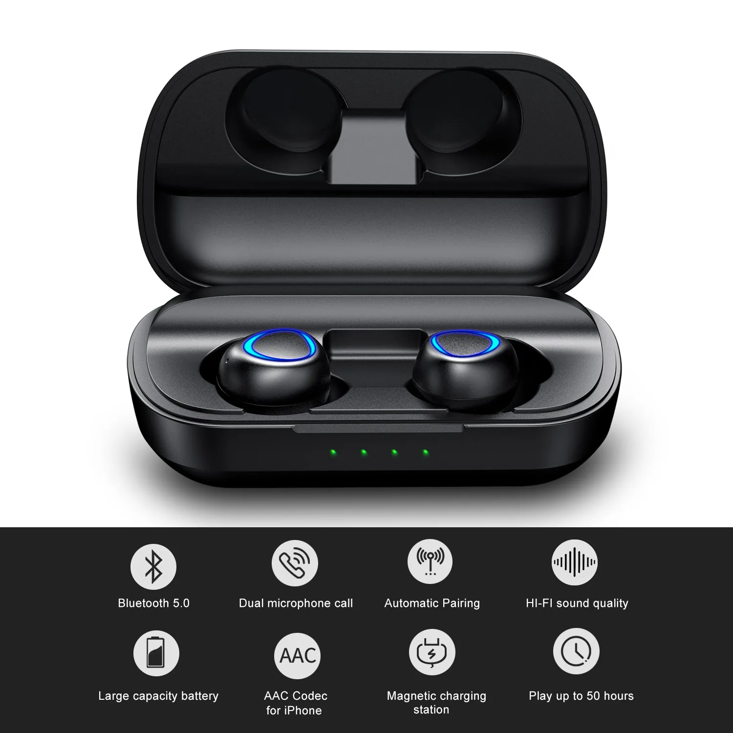 ANOMOIBUDS IP010 плюс Беспроводной зарядный чехол СПЦ Bluetooth наушники Bluetooth 5,0 глубокий бас спортивные Беспроводной бинауральные наушники