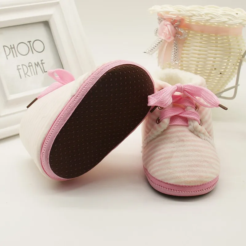 Autumn Winter Non-slip Baby Striped Shoes Warm Boys Girls Lovely First Walkers Unisex Fashion Kids New Arrival |