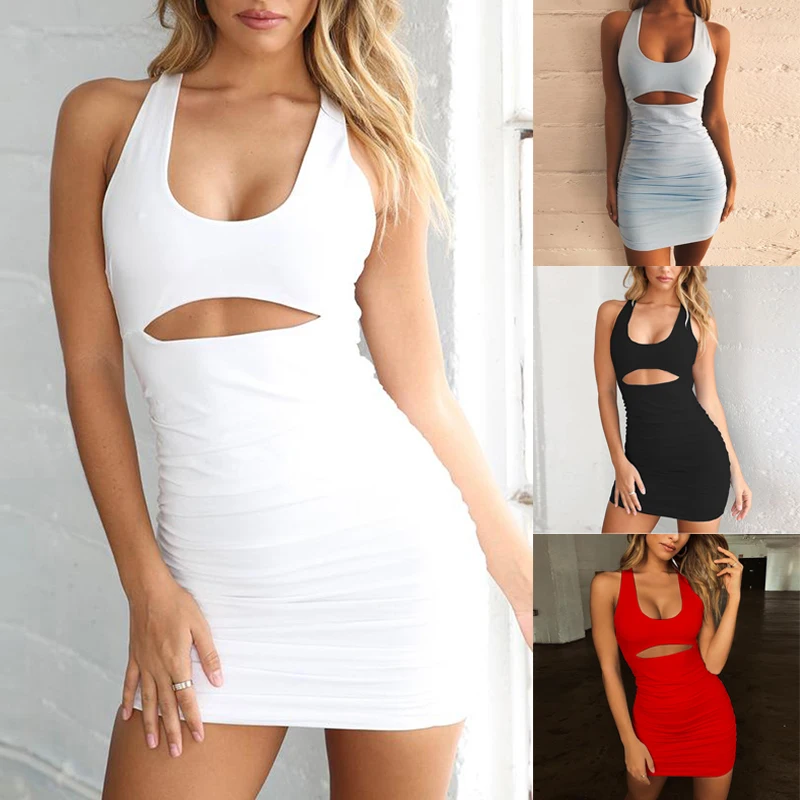 Сексуальное облегающее платье без рукавов с открытой спиной летнее тонкое