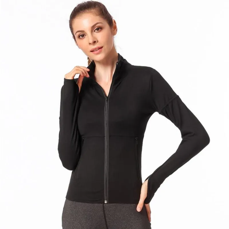 Женская спортивная куртка на молнии ветрозащитные Топы с длинным рукавом для