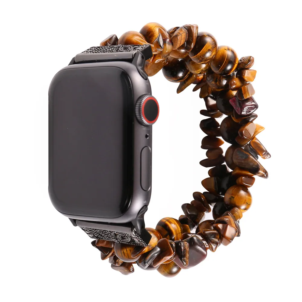 Новый дизайн браслет с бусинами в форме камня для Apple Watch SE Band Series 6 5 4 3 женский