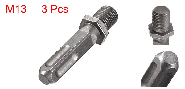 3pcs 64 x 17mm Uxcell 1 шт./3 шт. SDS Plus до 3/8 дюйма 1/2 дюйма резьба быстросменный сверлильный патрон адаптер шестигранный хвостовик для ударного драйвера - Цвет: 3pcs 64 x 17mm