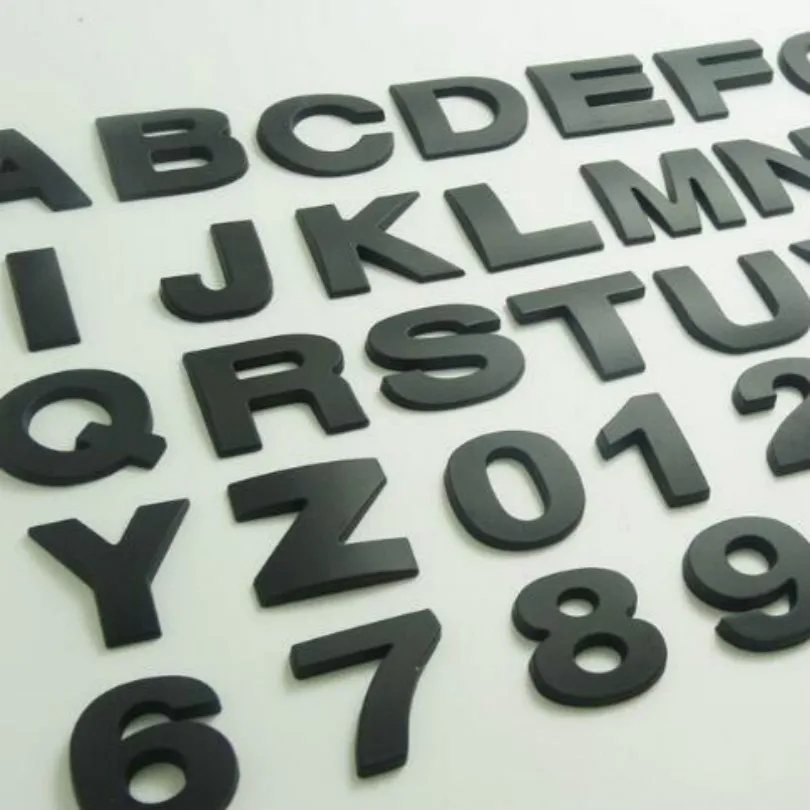 

BLACK height 2.6CM Letter alphabet number digit car emblem Letters T U V W X Y Z 1 2 3 4 5 6 7 0 for modify decoration