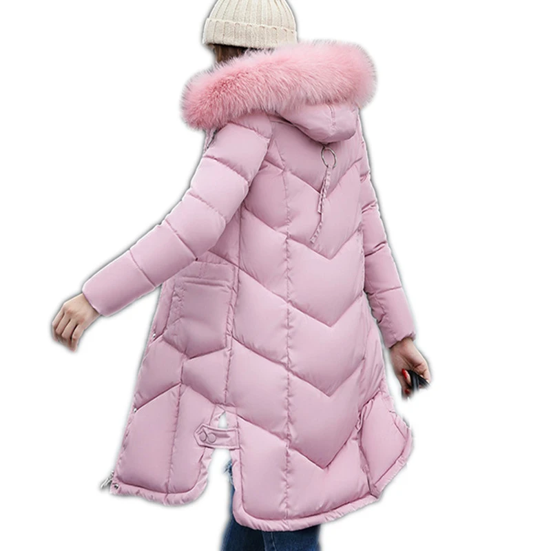 Женская куртка с капюшоном AKSLXDMMD длинная приталенная толстым хлопковым