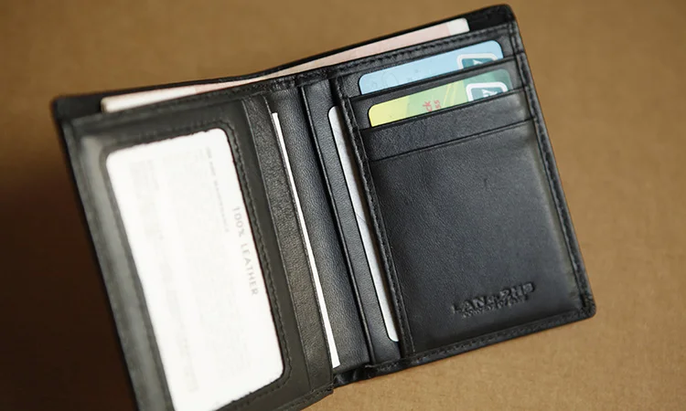 LANSPACE кошелек из натуральной кожи тканые мужские кошельки модный держатель для