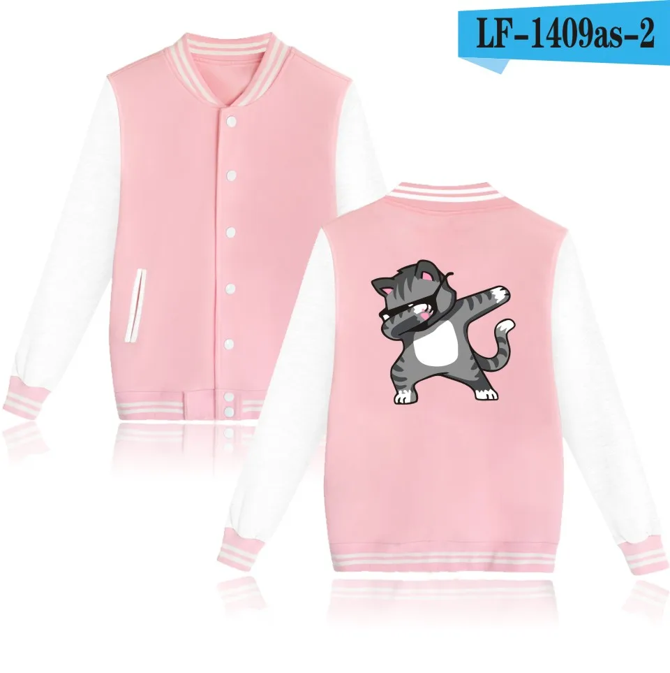 Pink and White Куртка-бомбер с забавным принтом панды, собаки, кошки, единорога, casaco masculino, Мужская и Женская бейсбольная куртка, розовая, jaqueta feminina - Цвет: Pink and White