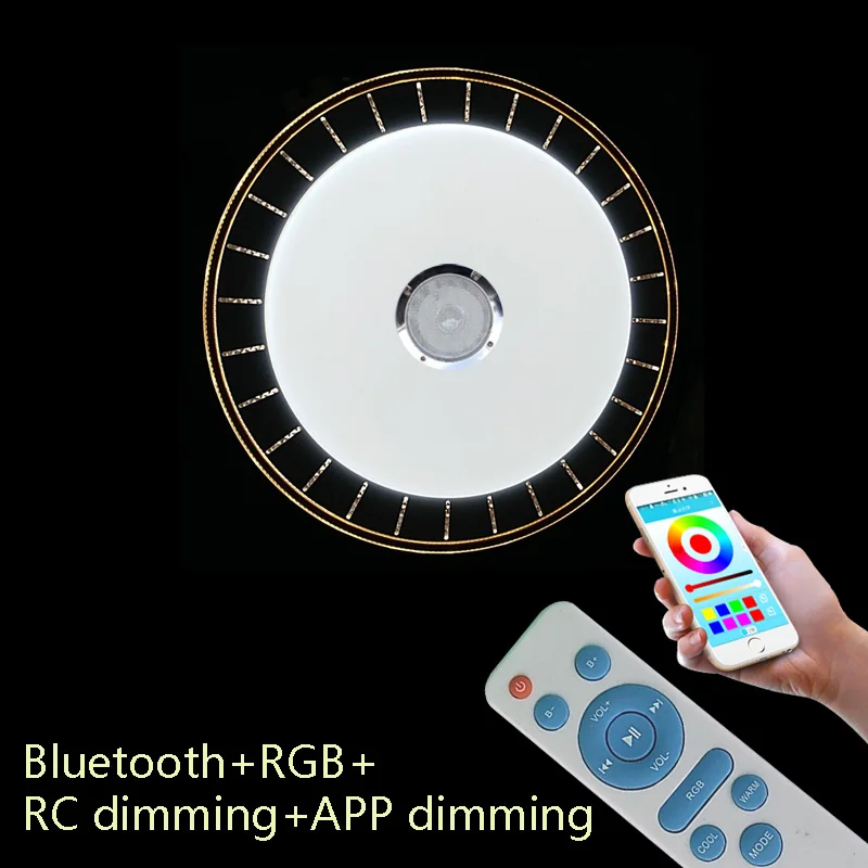 F model Современный светодиодный потолочный светильник RGB с регулируемой яркостью, 36 Вт, пульт дистанционного управления через Bluetooth, музыкальный светильник для гостиной, детской спальни, потолочный светильник AC85-265V - Цвет корпуса: F model