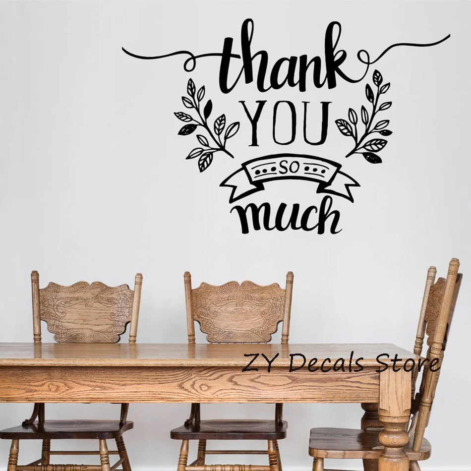 

Thank-Phrase Quotes Wall Sticker Kitchen Thank You So Mach Decor Decals Living Room Home Decor Self Adhesive Decal Mural S650