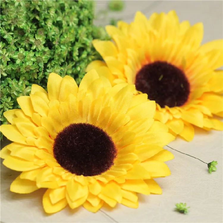 

10pcs/lot 10*10cm Large Silk Sunflower Handmade Artificial Flowers Head For Wedding Decoration DIY Accessories A1384