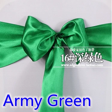 Армейский зеленый цвет высокое качество атласный пояс бантик для стула чехлы