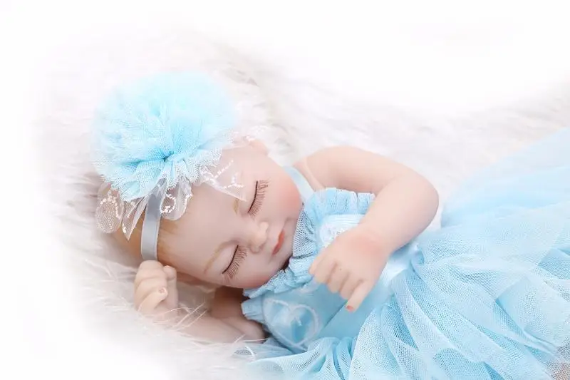 NPK 26cm Soft Vinyl newborn Reborn Babies lake blue princess puff dress Baby Dolls Toys For Children As Gift baby model | Игрушки и