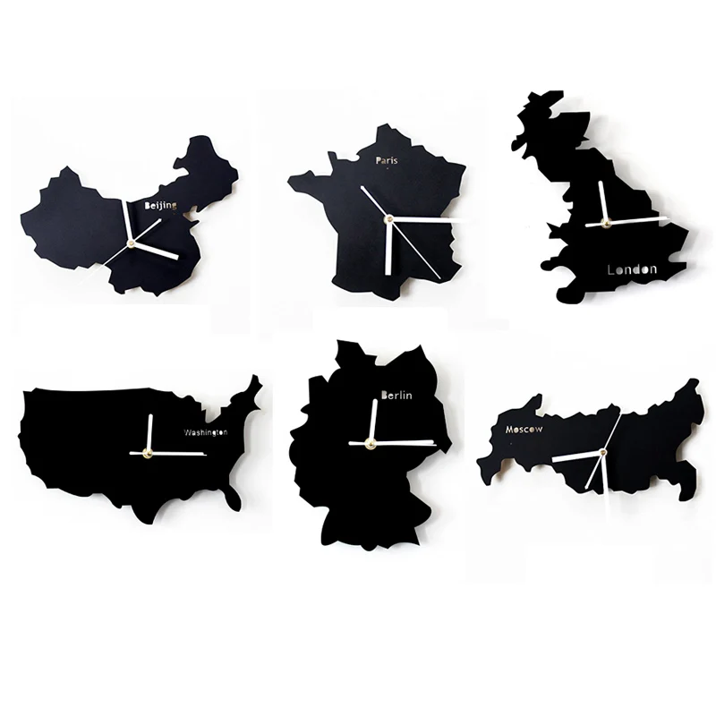 Креативная карта Париж цифровые настенные часы стикер большие декоративные