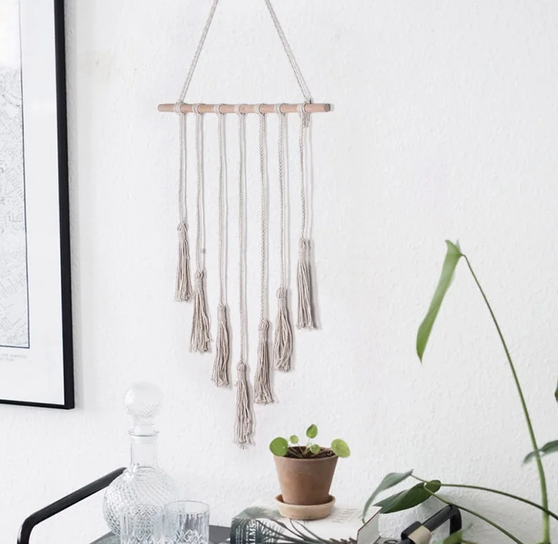 Черная богемная макраме настенная висячая стена с фотографиями украшение