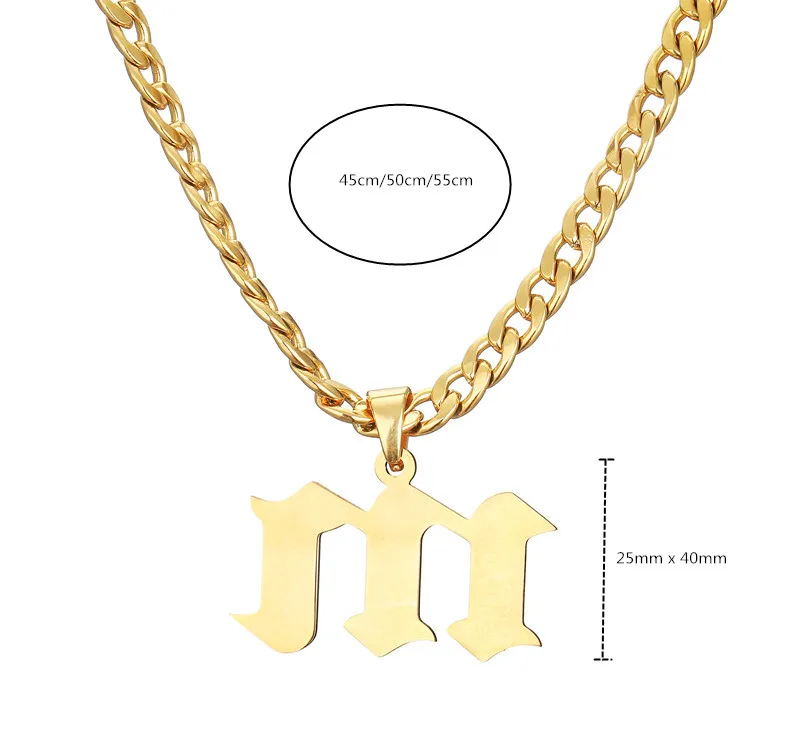 

Capital Letter Pendant Choker Necklace Old English Font Inital Nameplate Necklace Golden color Customized Jewelry