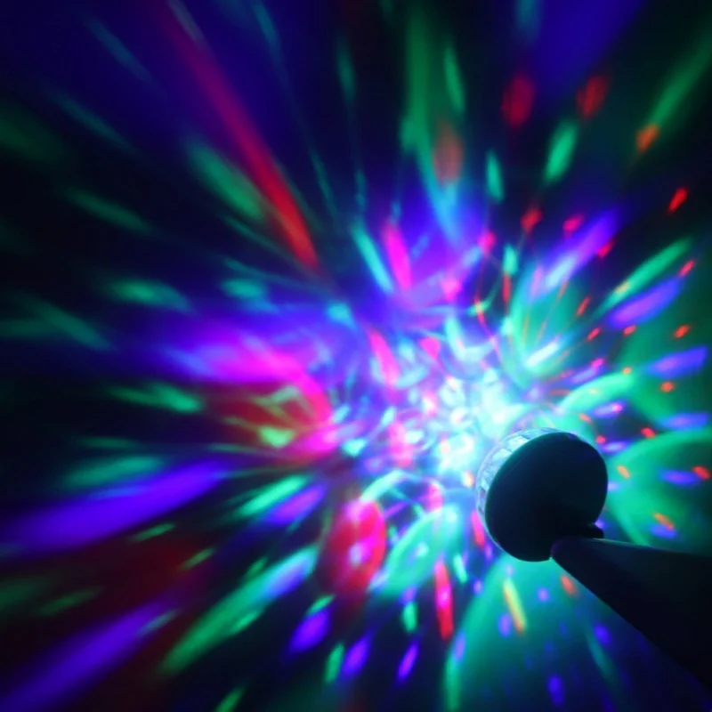 USB Colorful Laser Light Rotating Voice Control + self-propelled Disco Spherical Stage Effect Decorative DJ Lights New | Автомобили и