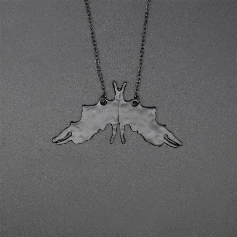 matte black Elfin Rorschach инкболт тестовая карточка, ожерелье, подарок на выпускной, научное ювелирное изделие, Psychology ювелирное изделие - Окраска металла: matte black