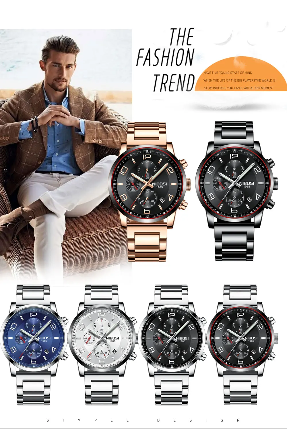 NIBOSI New Type Luxury Watch Quartz Wrist Watch Fashion Stainless Steel Watch for Man Relogio Masculino Exquisite Silver