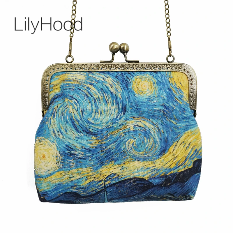 LilyHood 2020 женские холщовые сумки через плечо с изображением звездной ночи в стиле
