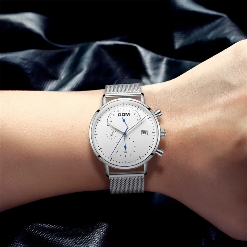 Мужские часы DOM модные Роскошные водонепроницаемые брендовые аналоговые военные