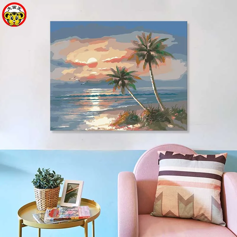 Картина по номерам для раскрашивания Летний пляж морской пейзаж живопись | Дом и