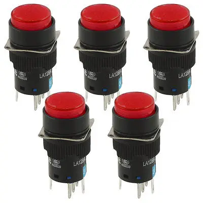 

DC 24V Red Lamp Panel Mount Momentary Contact Push Button Switch