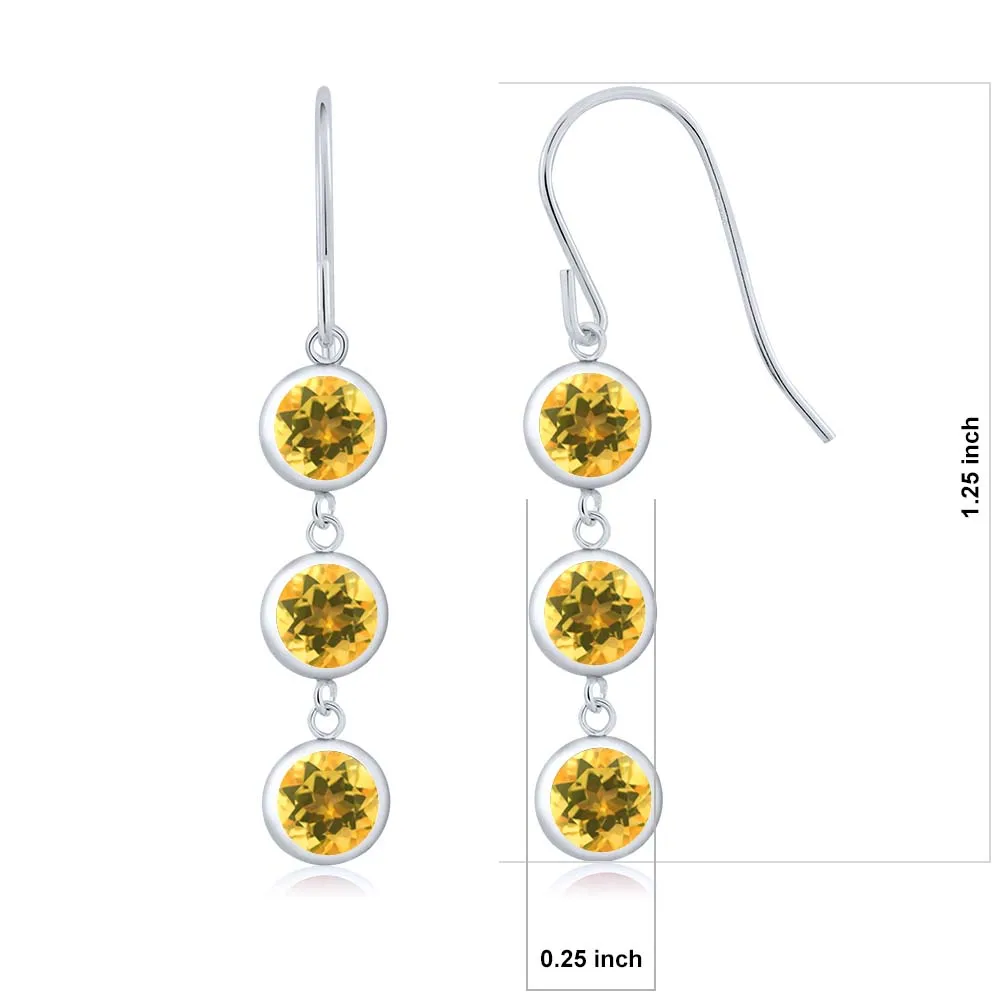 Gemstoneking 2.70 ct Круглый Желтый цитрин 925 стерлингов Серебряные серьги модные цветы