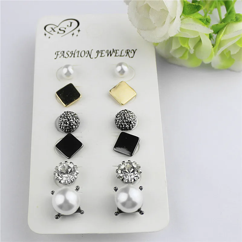 New fashion gorgeous women's jewelry girl's birthday party beautiful mash-up type 6 pairs/set earring earrings agent shipping |