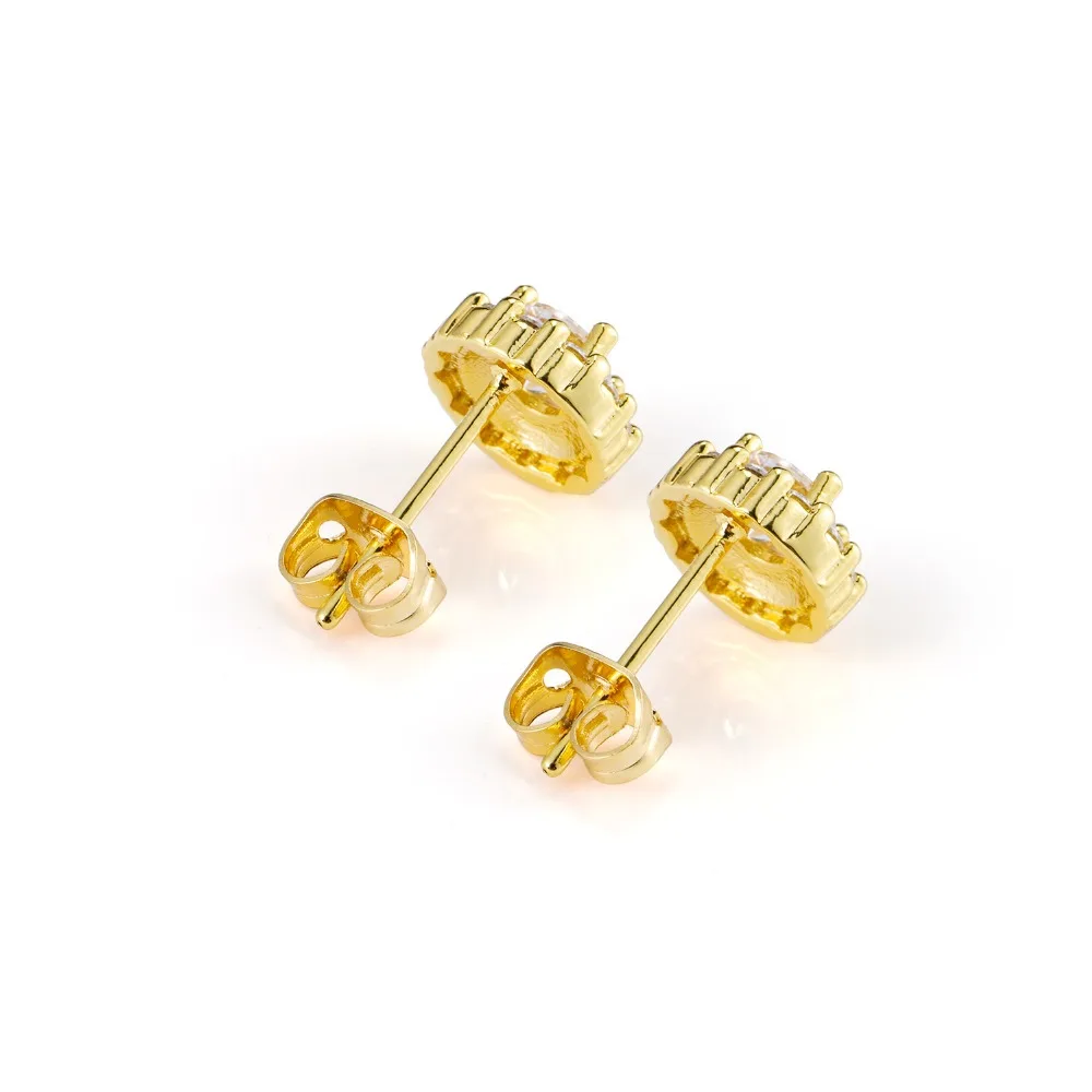 

Fashion Jewelry Round Shape Stud Earring For Men Women Zircon Round Stud Earrings Hip hop Material Iced Bling CZ Stud Earrings