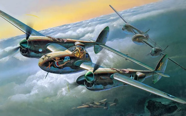 Гостиная домашнего украшения стены подоконник тканевый плакат Lockheed P 38 молния