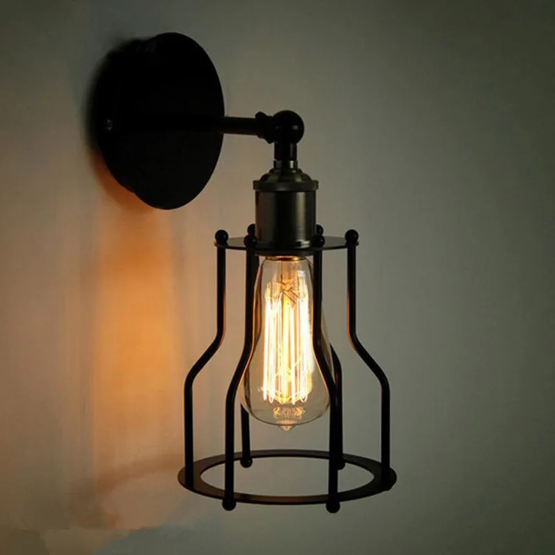 RH Лофт винтажная металлическая клетка кофейная бара Настенные светильники для