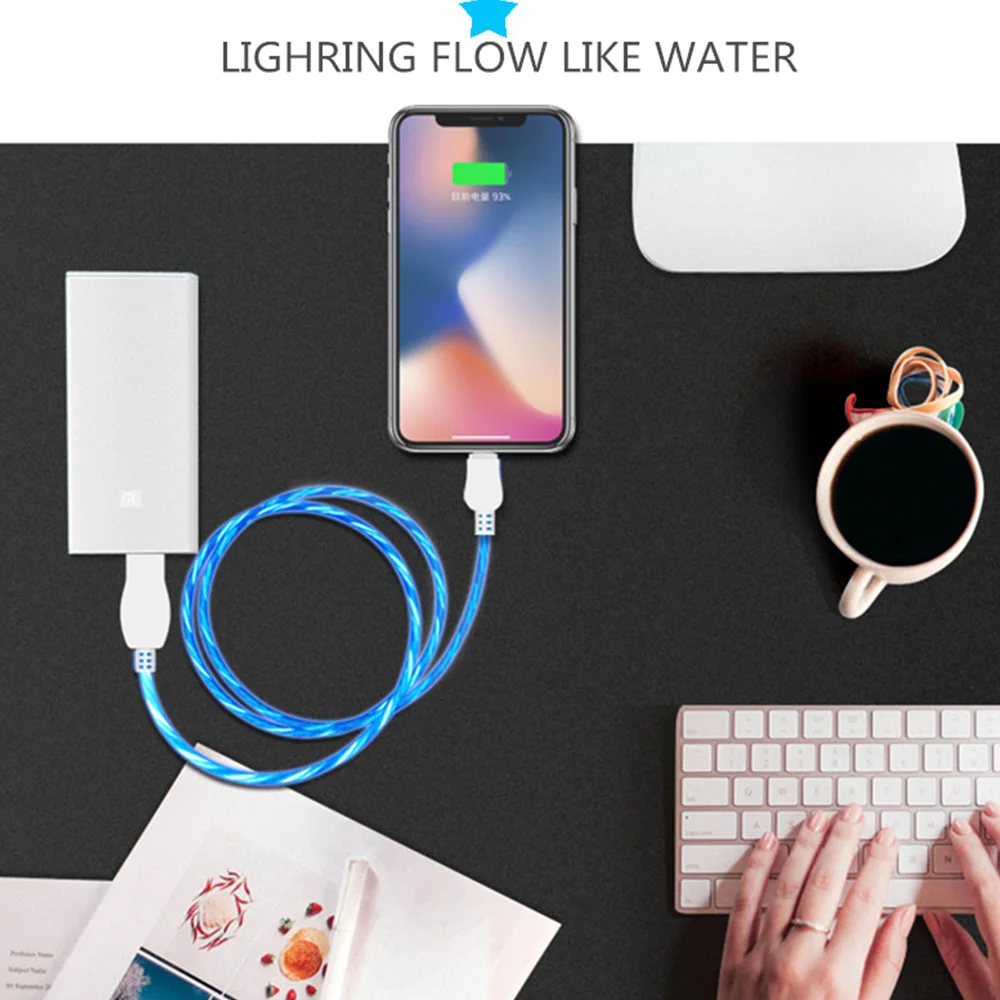 Светодиодный светящийся зарядный кабель для Huawei Nova 5 5i P30 Honor 9 Lite Xiaomi Redmi Note 6 7 шнур