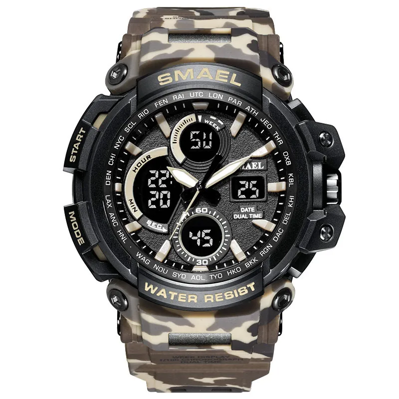 

SMAEL watch men's sports outdoor running multi-function waterproof double line analog digital LED electronic watch simple A1