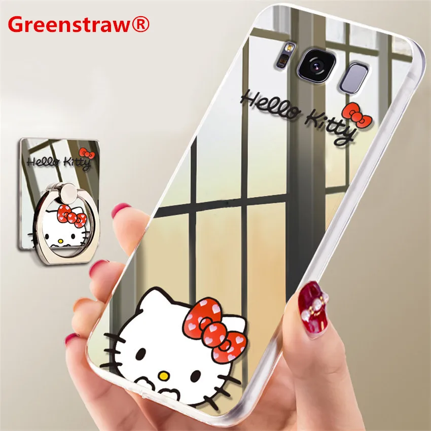 Note 8 note 9 For Samsung S9 Case Mirror Cartoon Hello Kitty Ring Holder Phone Plus S8 | Мобильные телефоны и аксессуары