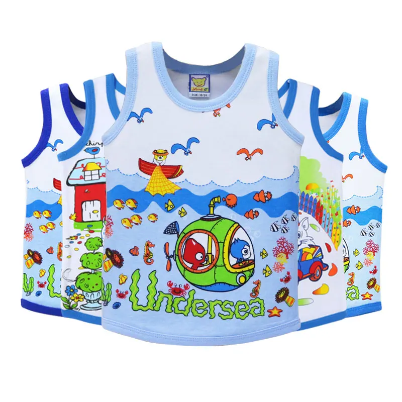 Style B for boys Г.; 5 шт/лот; Детские жилеты из чистого хлопка с круглым вырезом; летние рубашки для мальчиков; топы с бретельками для девочек; детская одежда - Цвет: Style B for boys